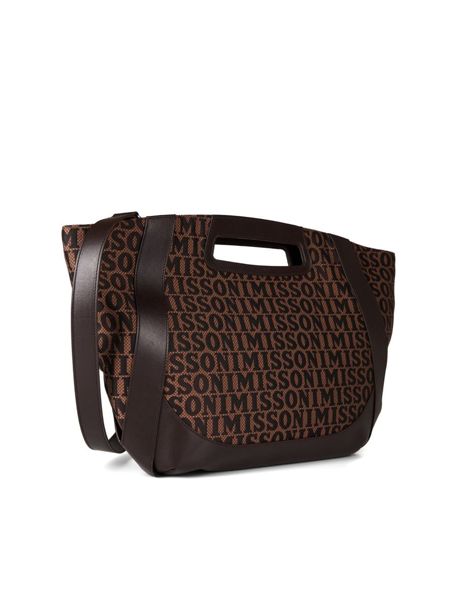 Missoni Logo Jacquard Tote Bag — Brown