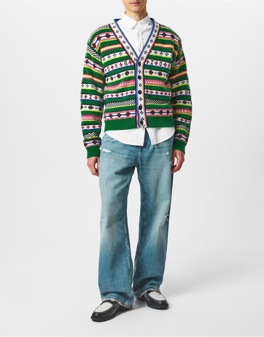 Kenzo Fairisle Jacquard Wool-Blend Cardigan — Green
