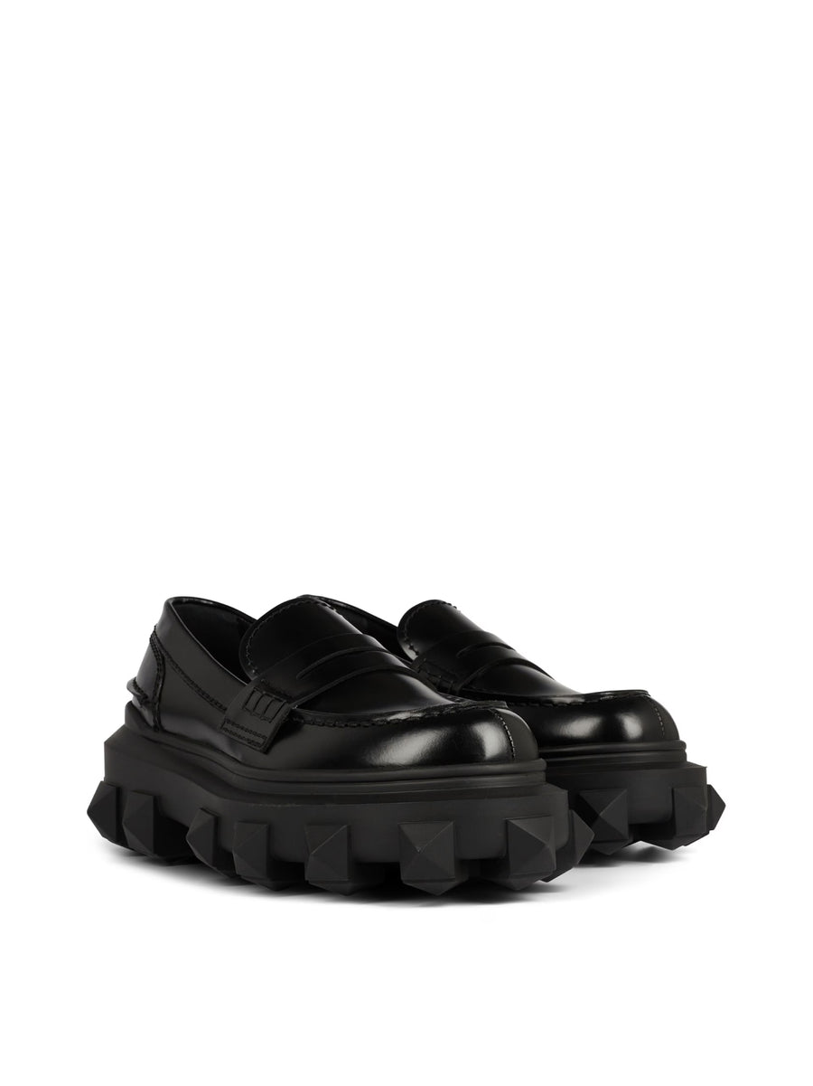 Valentino Garavani Trackstud Loafers — Black