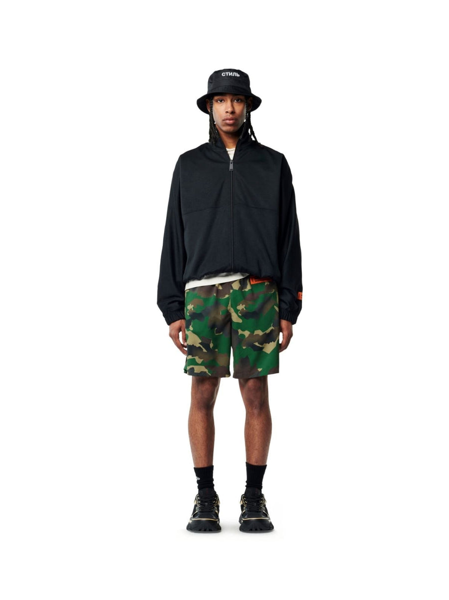 Heron Preston Camouflage Logo Patch Swim Shorts — Green