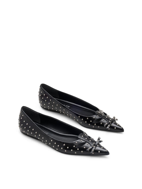 Marc Jacobs Logo-Studded Leather Ballet Flats — Black