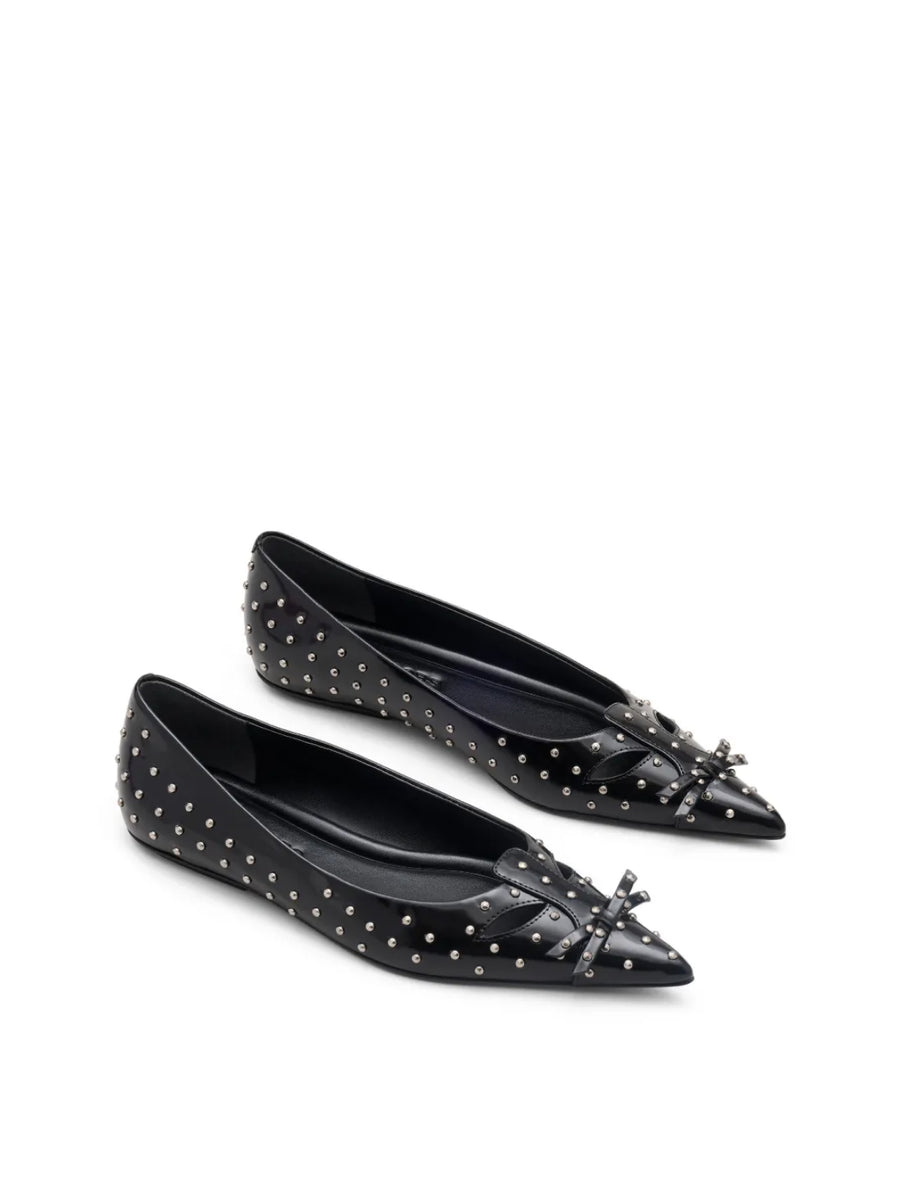 Marc Jacobs Logo-Studded Leather Ballet Flats — Black