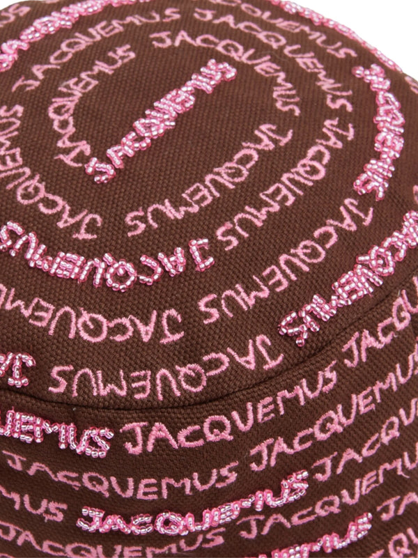 Jacquemus 235AC4515035850 Logo-Embroidered Cotton Bucket Hat — Brown
