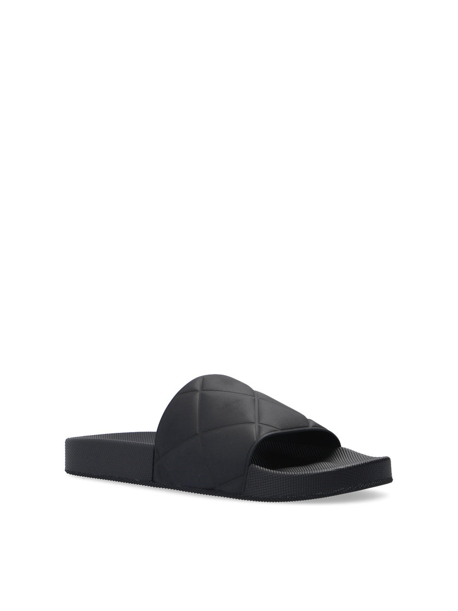 Bottega Veneta Quilted Slider Sandals — Black