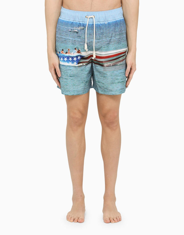 Palm Angels Logo-Print Swim Shorts — Multicolor