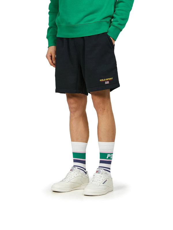 Polo Ralph Lauren Logo-Embroidered Cotton Shorts — Black