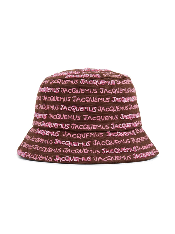 Jacquemus 235AC4515035850 Logo-Embroidered Cotton Bucket Hat — Brown