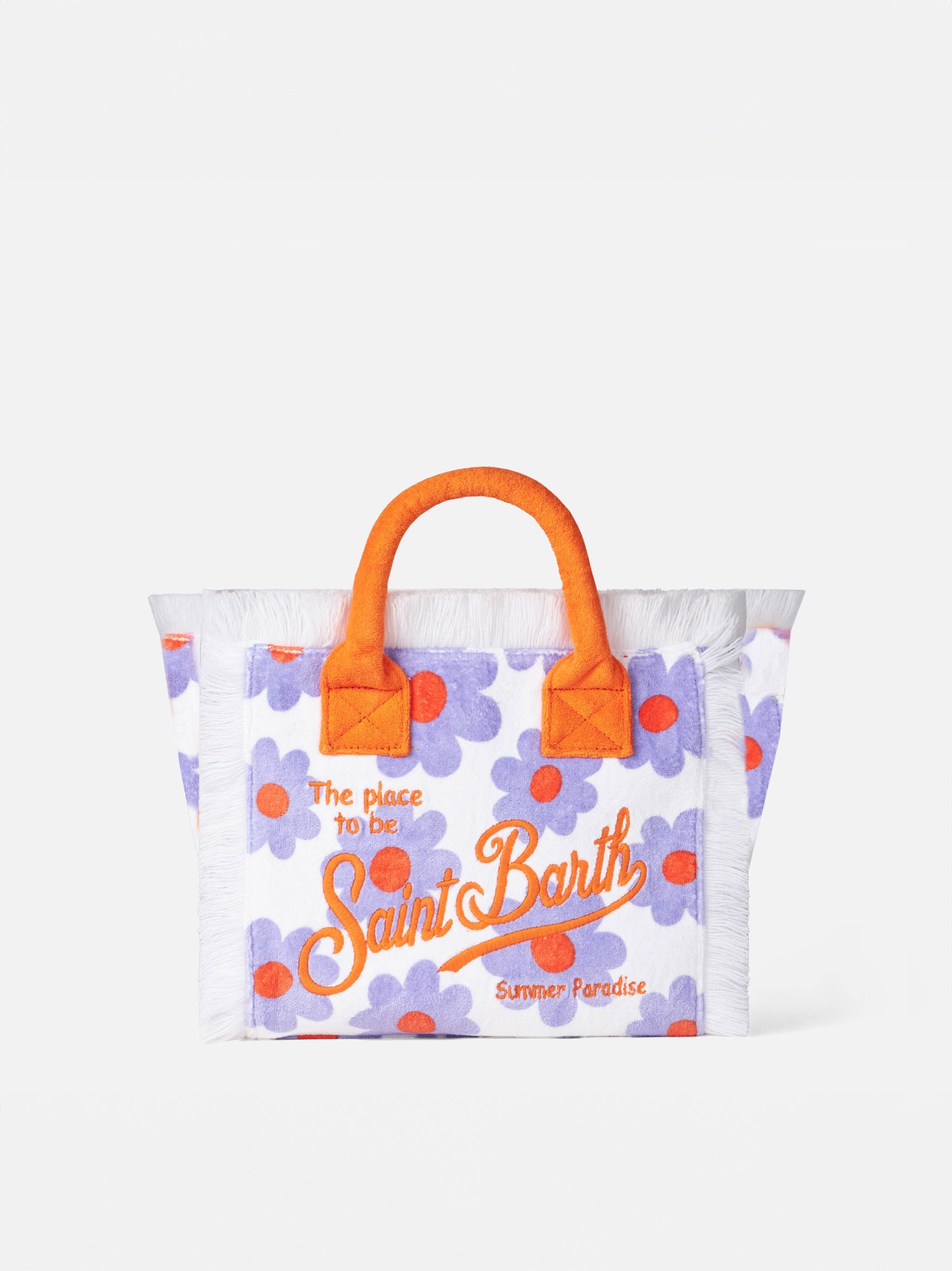 Colette Terry Handbag With Violet And Orange Daisy Print Pink Bag