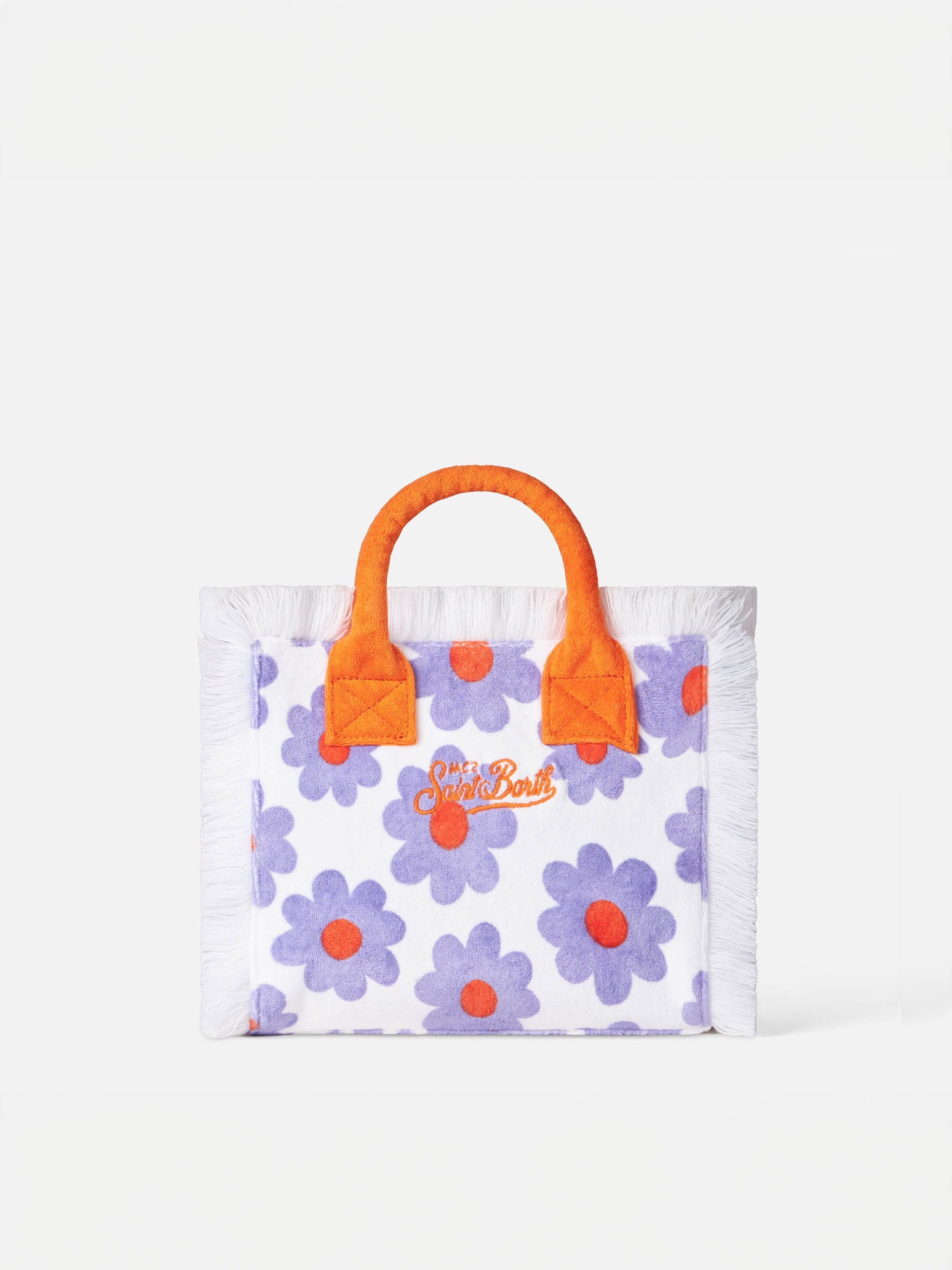 Colette Terry Handbag With Violet And Orange Daisy Print Pink Bag