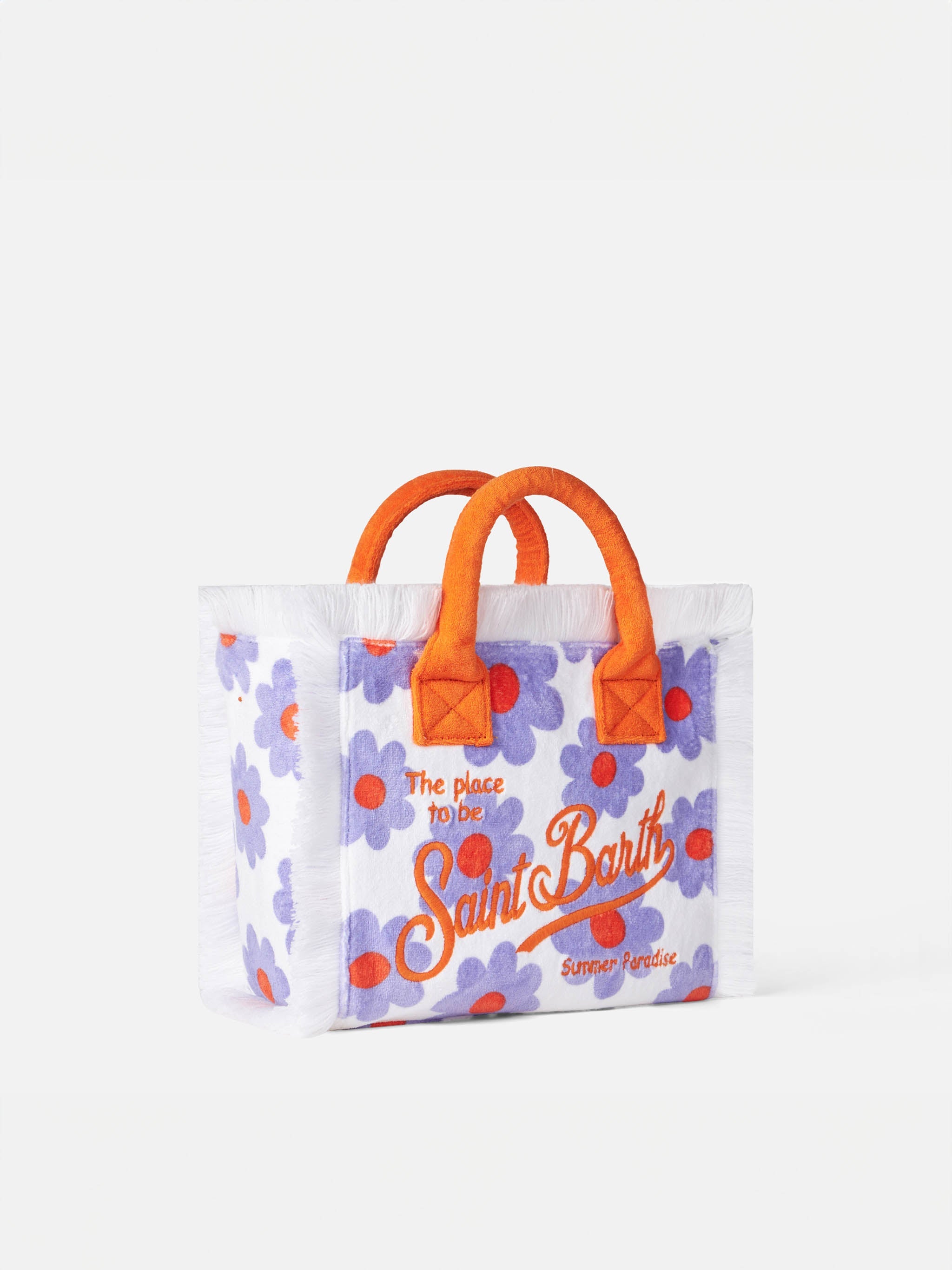 Colette Terry Handbag With Violet And Orange Daisy Print Pink Bag