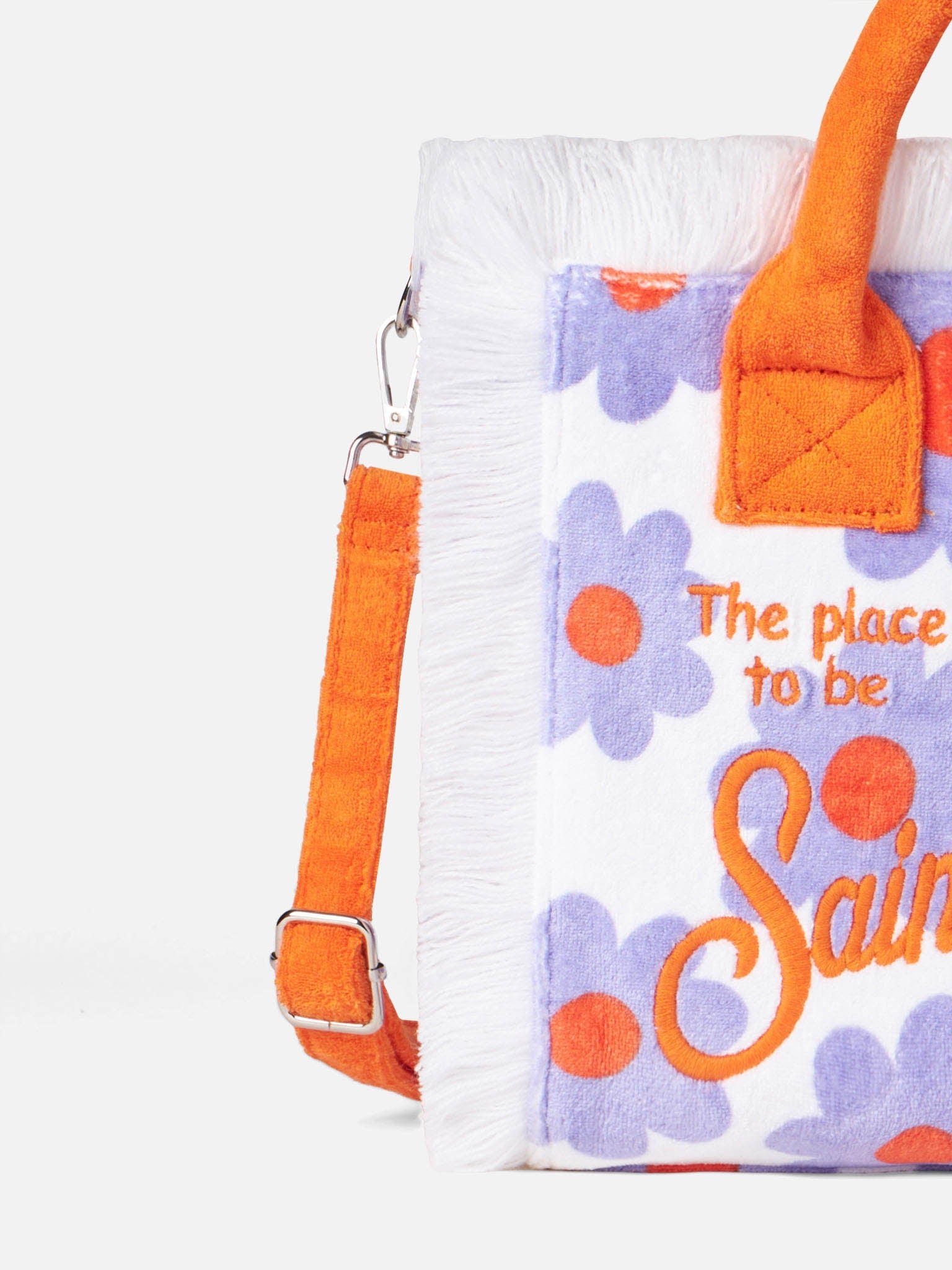 Colette Terry Handbag With Violet And Orange Daisy Print Pink Bag