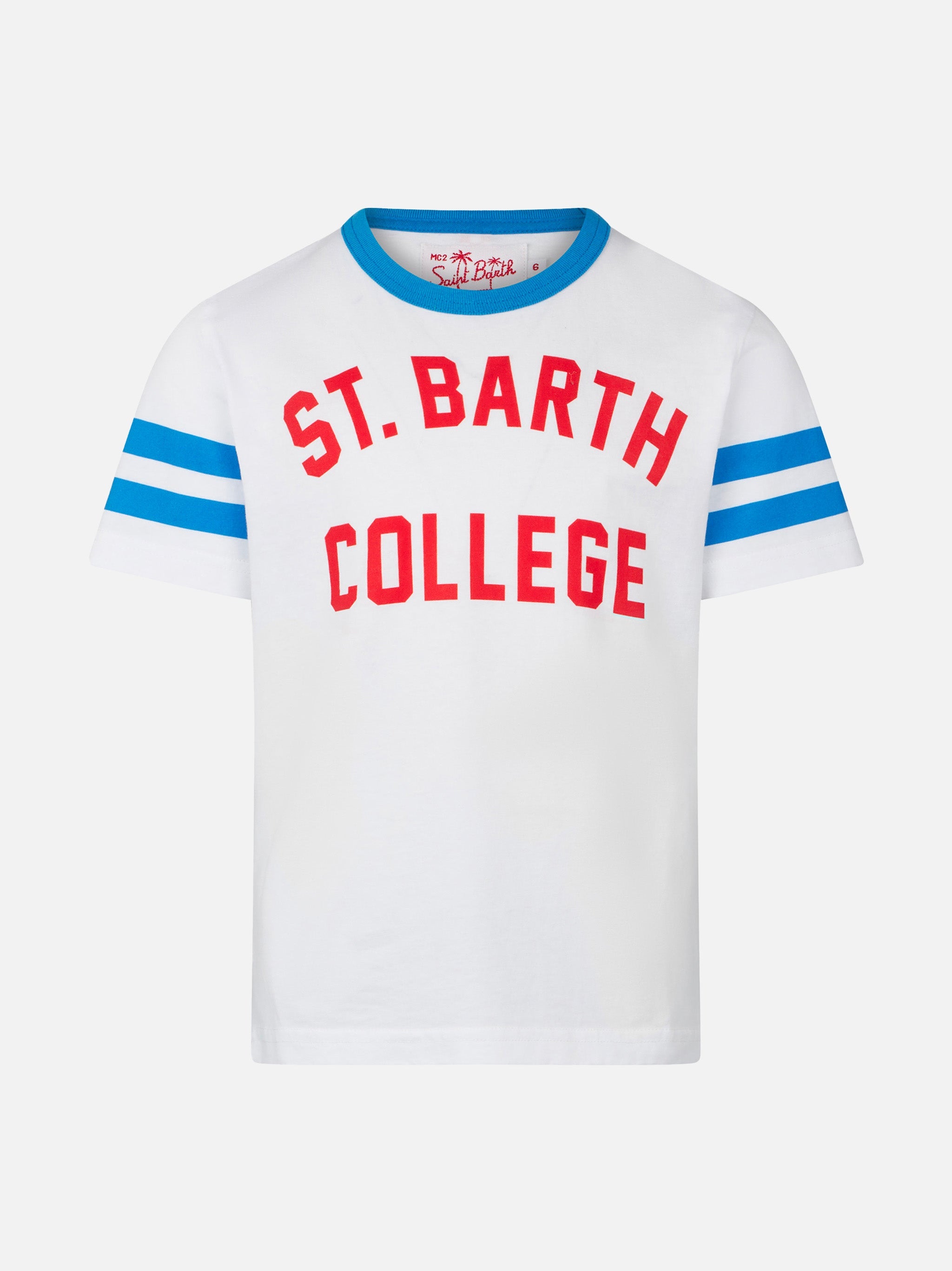 Boy Cotton T-Shirt With St. Barth College Lettering White