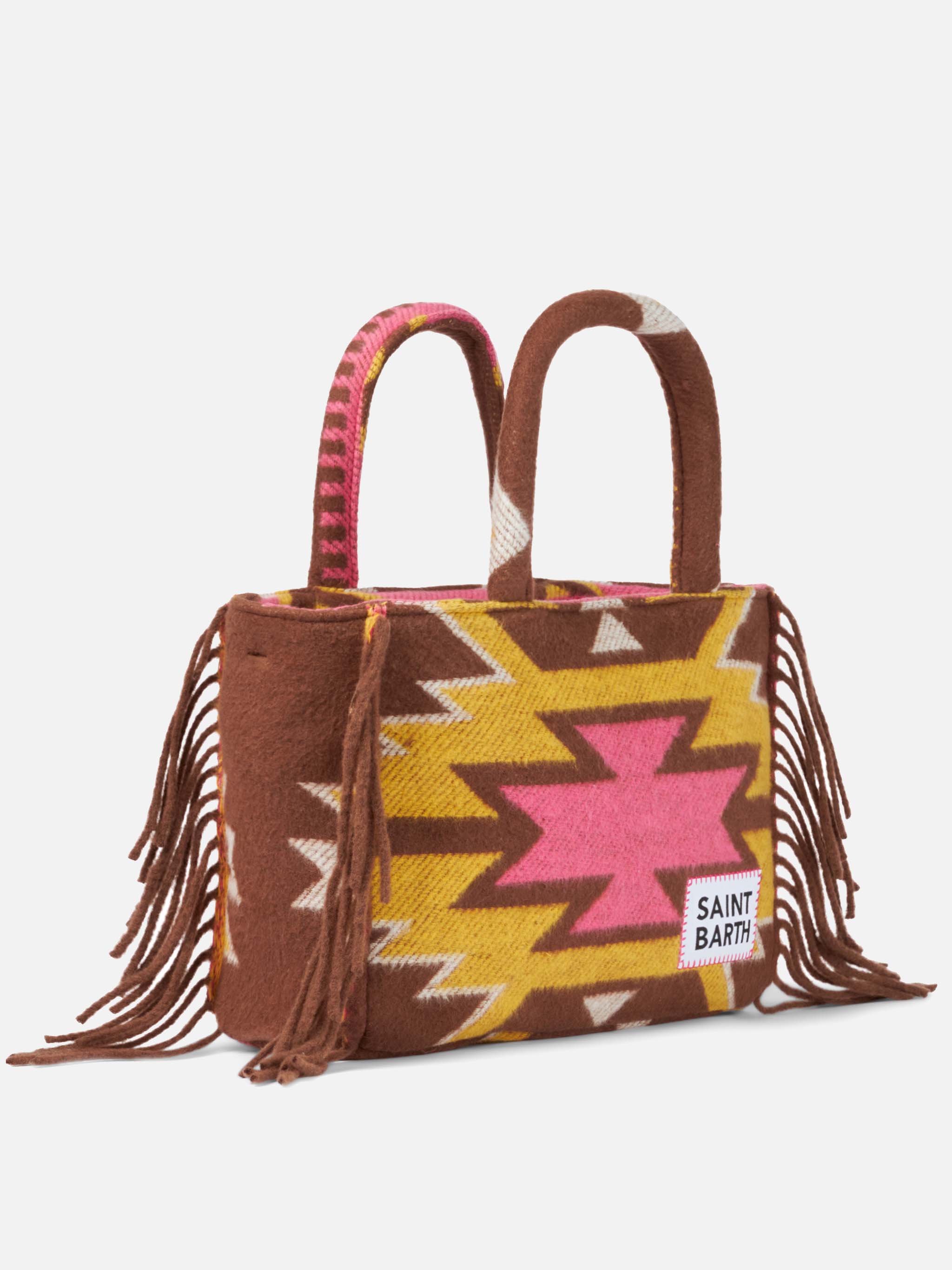 Colette Blanket Handbag With Ethnic Print Brown Bag