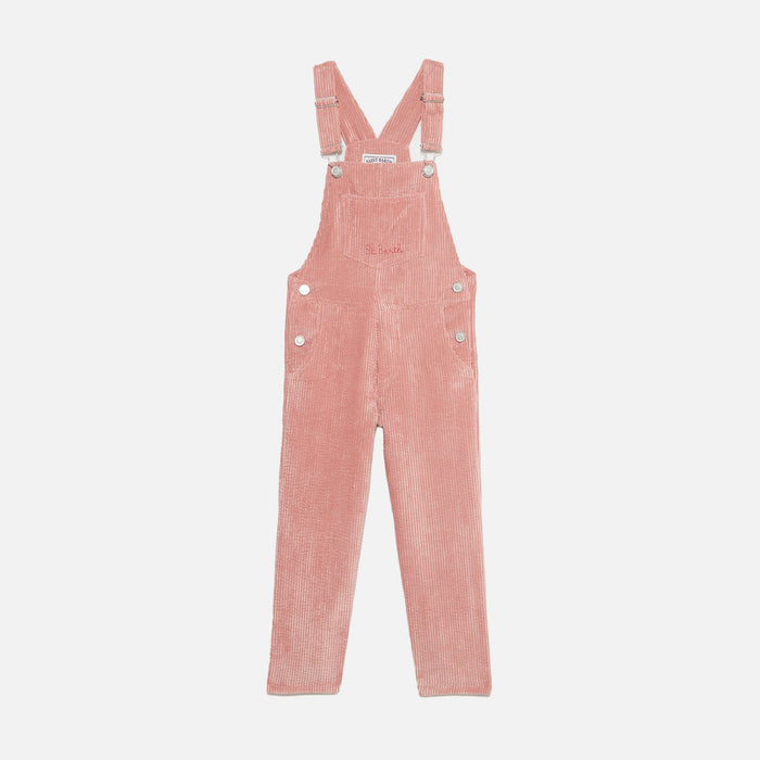 Girl Pink Corduroy Salopette With St. Barth Embroidery __single__ Overalls