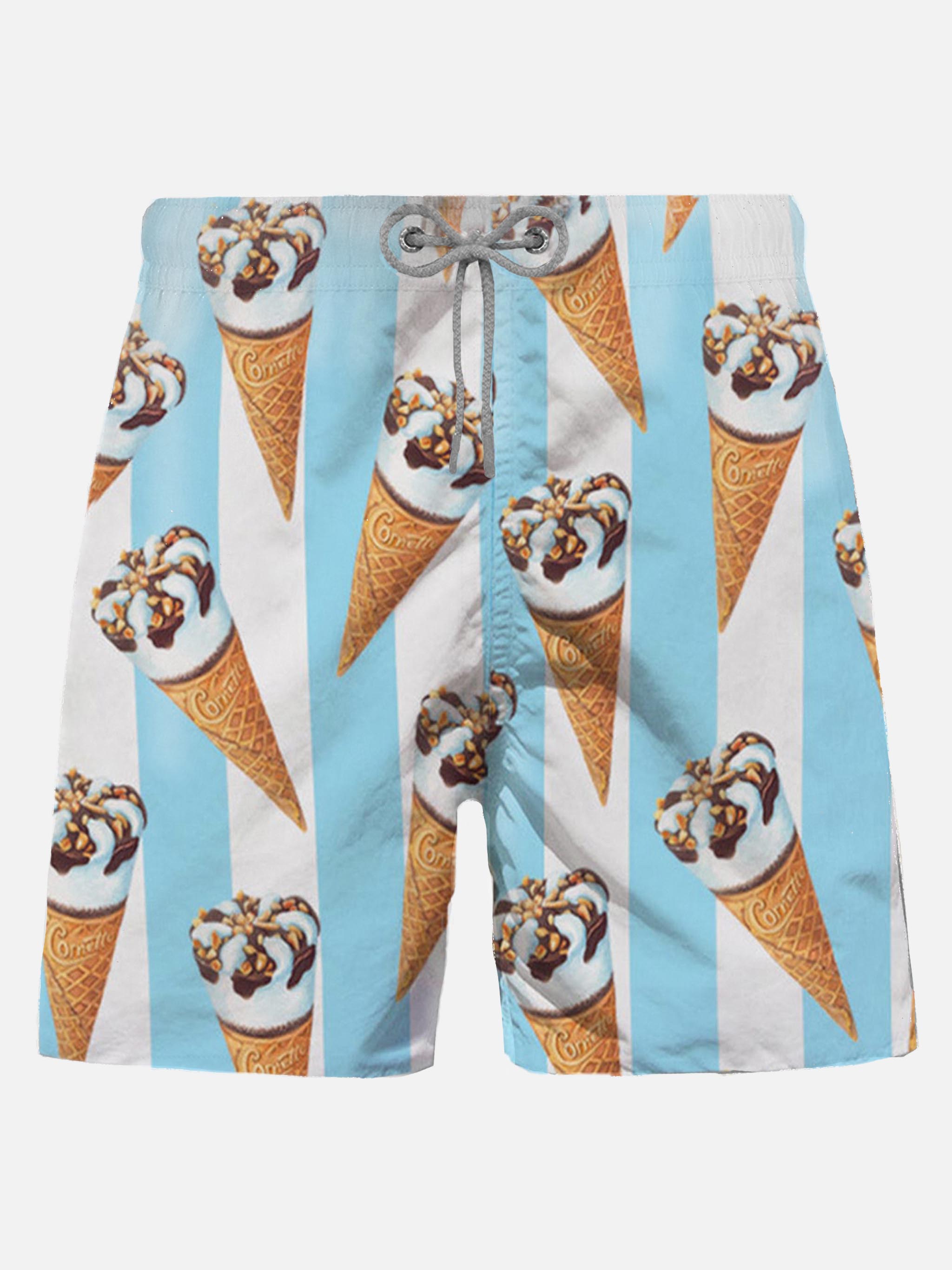 Man Classic Swim Shorts With Cornetto Print | Algida® Special Edition Blue Swimshort