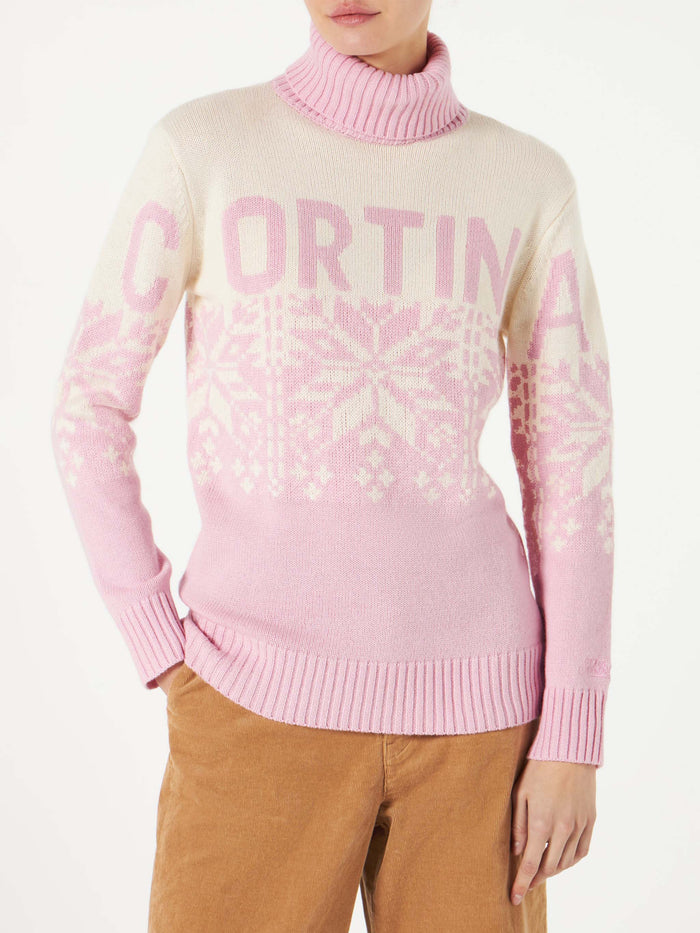 New Hut Turtleneck Sweater With Nordic Pattern And Cortina Print