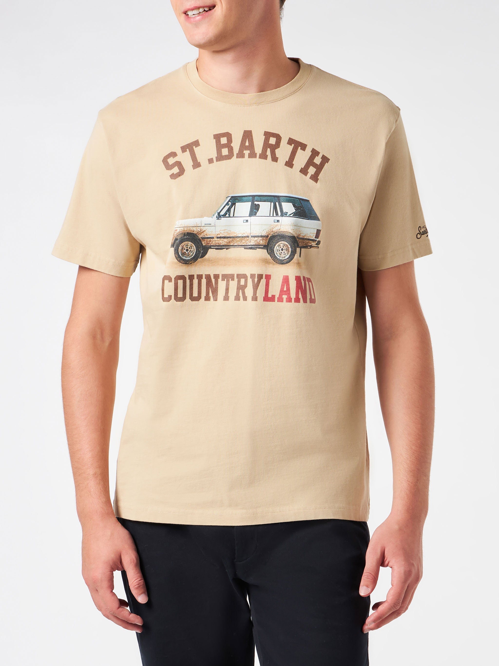 Man Heavy Cotton T-Shirt With St. Barth Countryland Print White