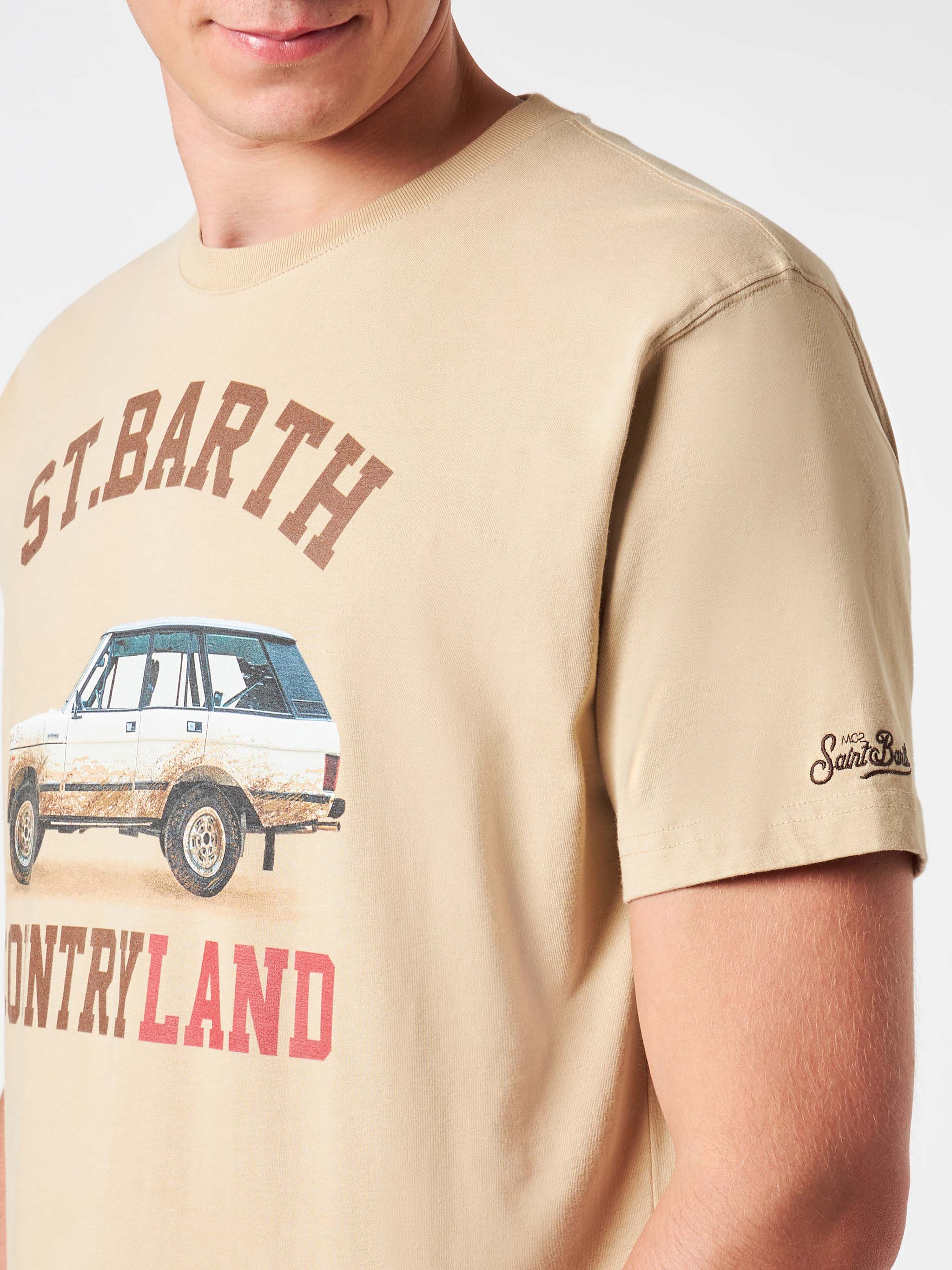 Man Heavy Cotton T-Shirt With St. Barth Countryland Print White