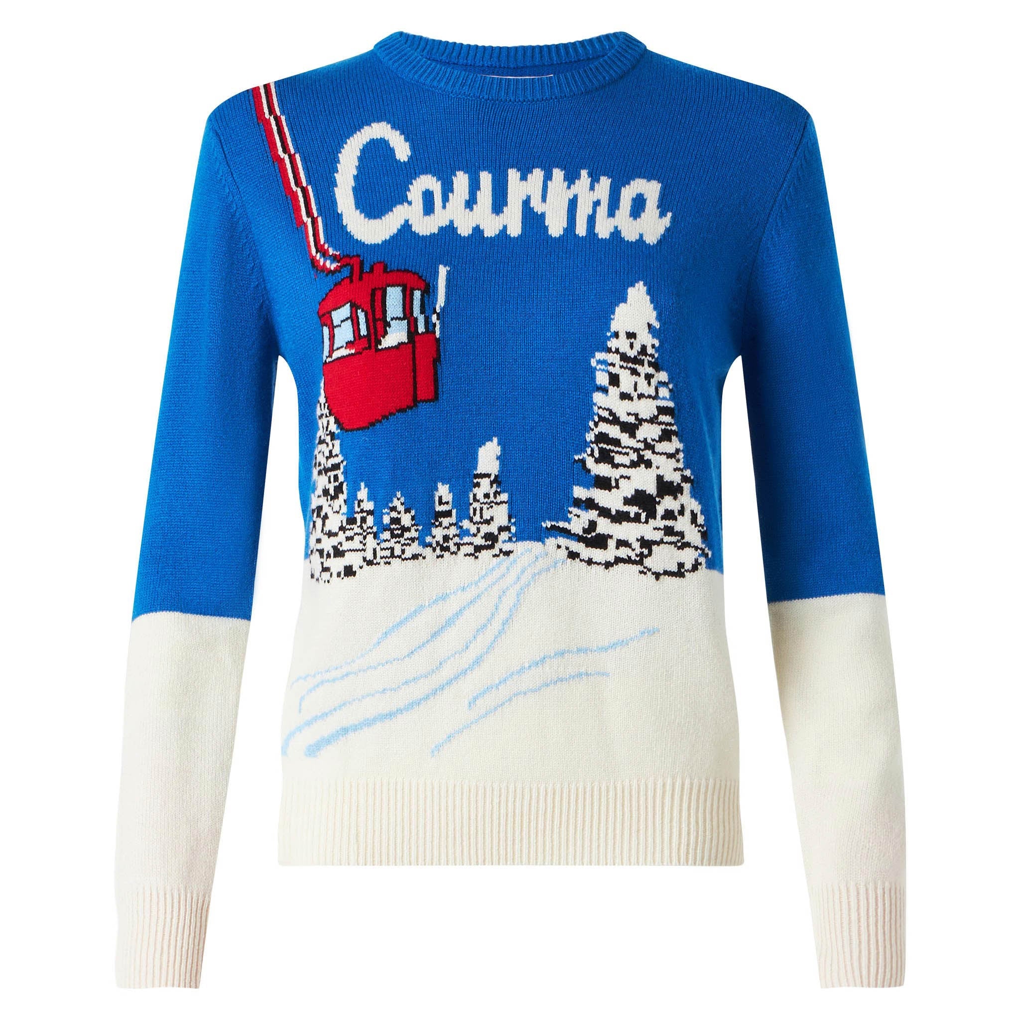 New Queen Sweater With Courma Postcard Jacquard Blue