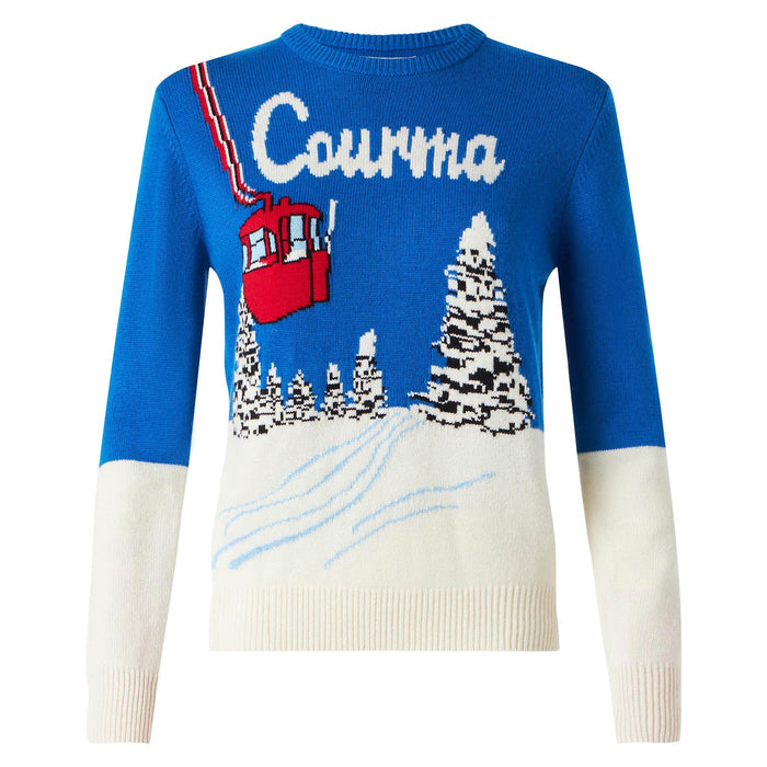 New Queen Sweater With Courma Postcard Jacquard Blue