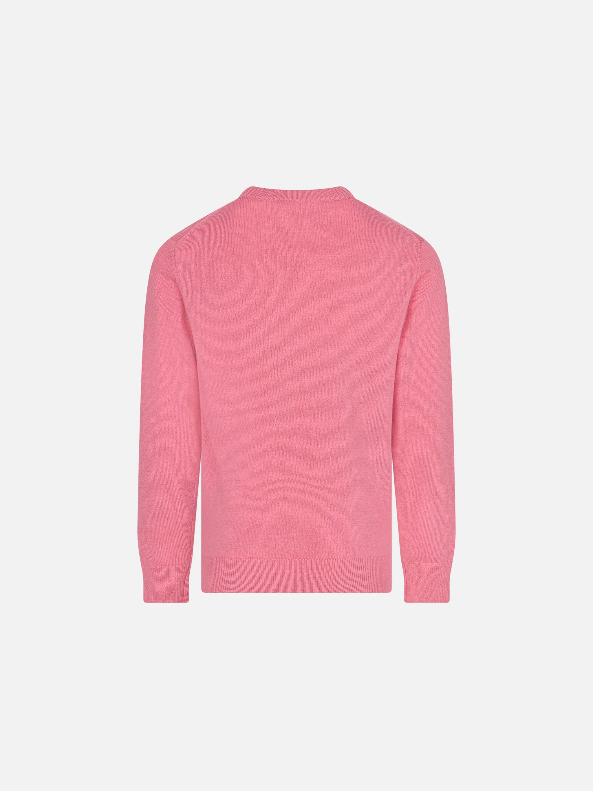 Girl Crewneck Sweater With Courmayeur Postcard Pink