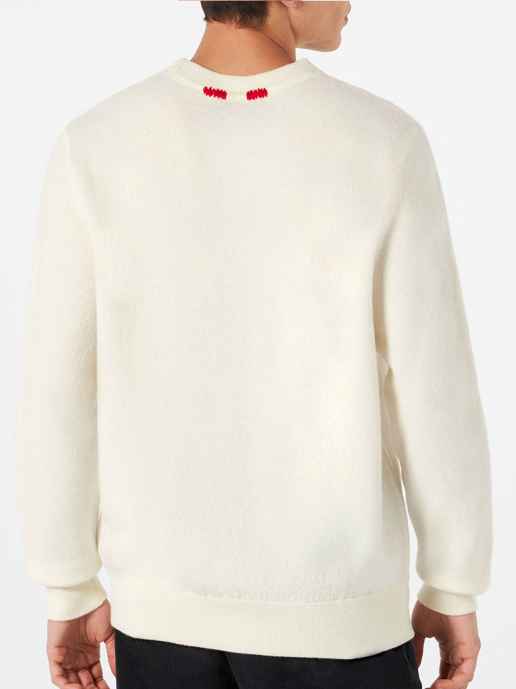 Man Crewneck Knitted Sweater With Day Off Embroidery White