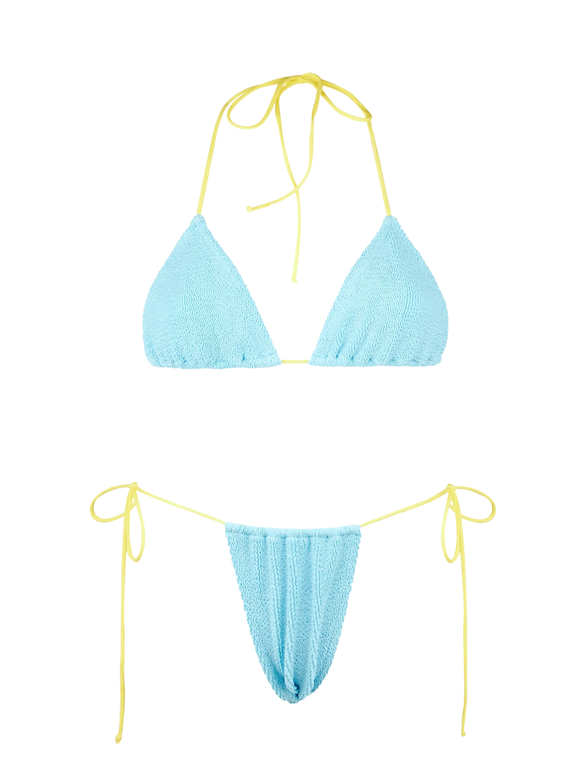 Light Blue Crinkle Leontine Bikini With Piping | Special Edition Sky