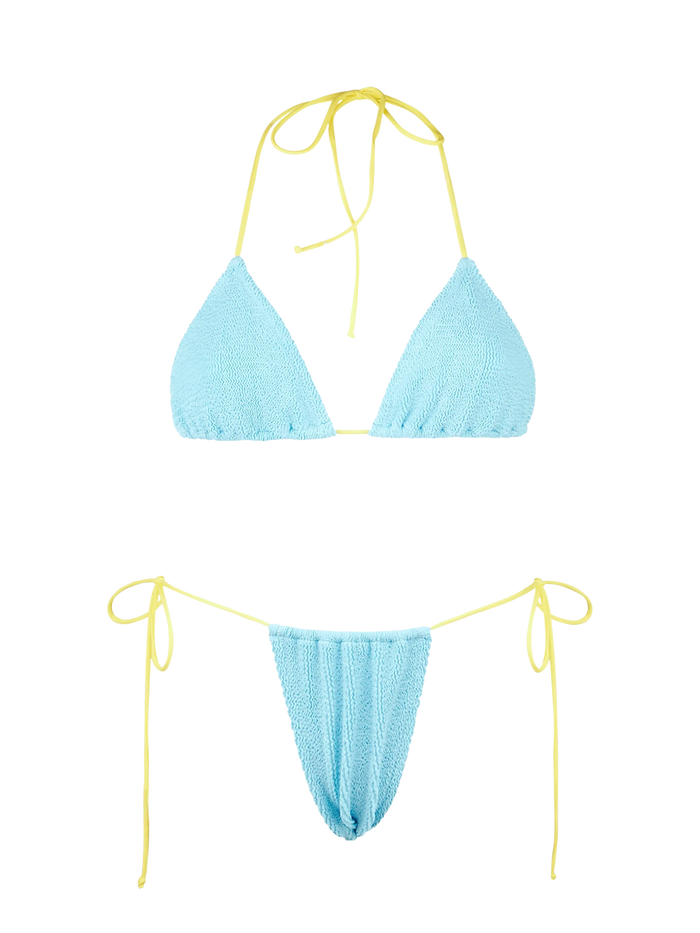 Light Blue Crinkle Leontine Bikini With Piping | Special Edition Sky