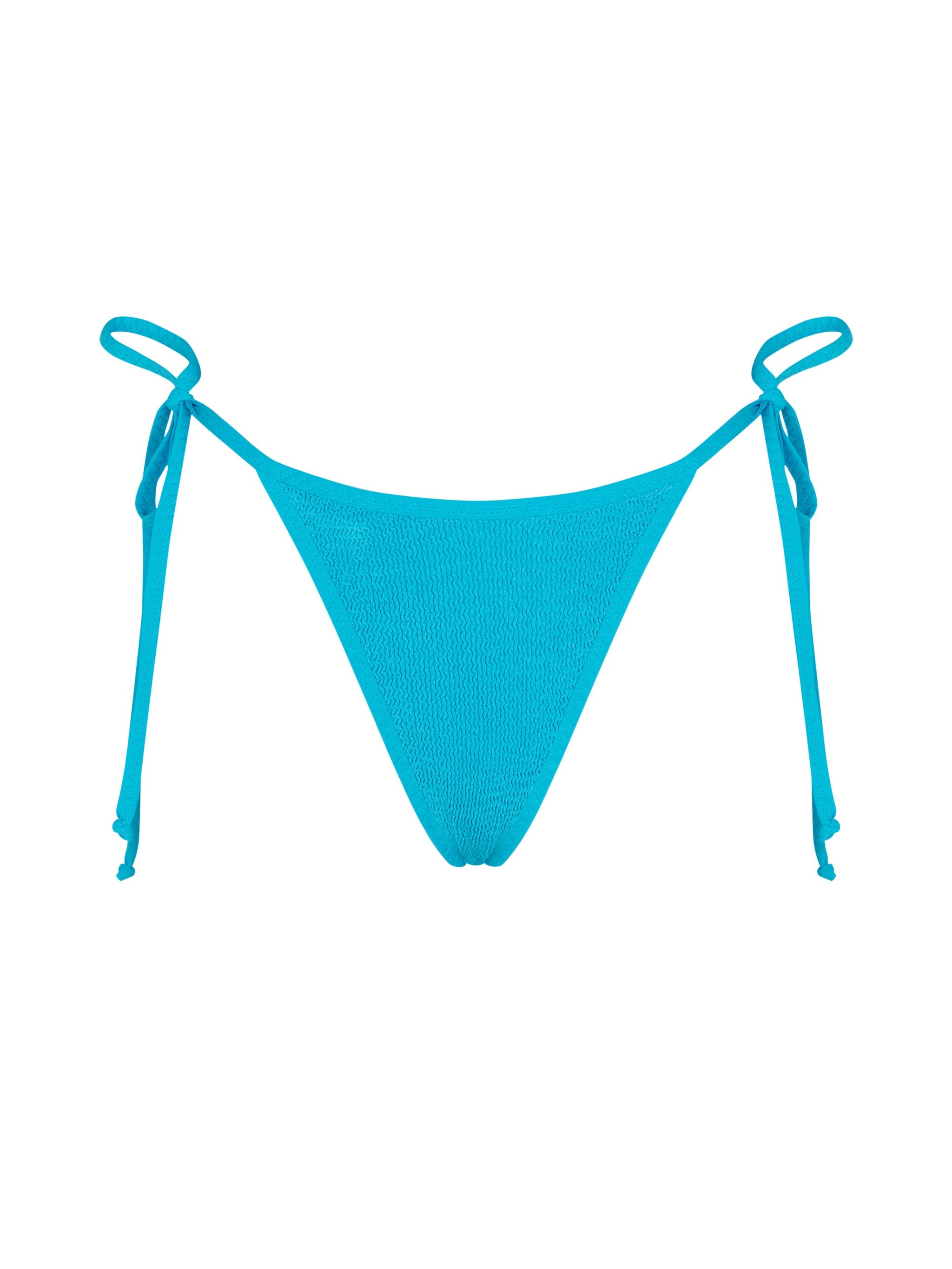 Turquoise Norah String Crinkle Cheeky Swim Briefs Blue Bottom