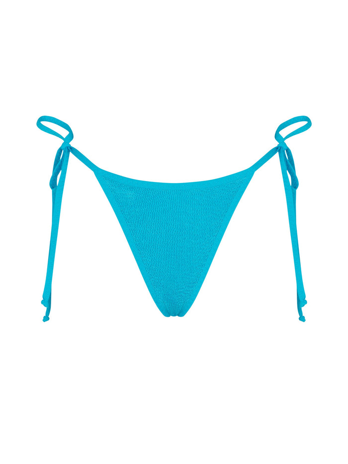 Turquoise Norah String Crinkle Cheeky Swim Briefs Blue Bottom