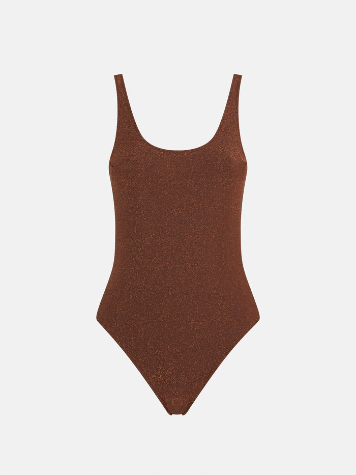 Brown Lurex Lora One-Piece Swimsuit One Piece