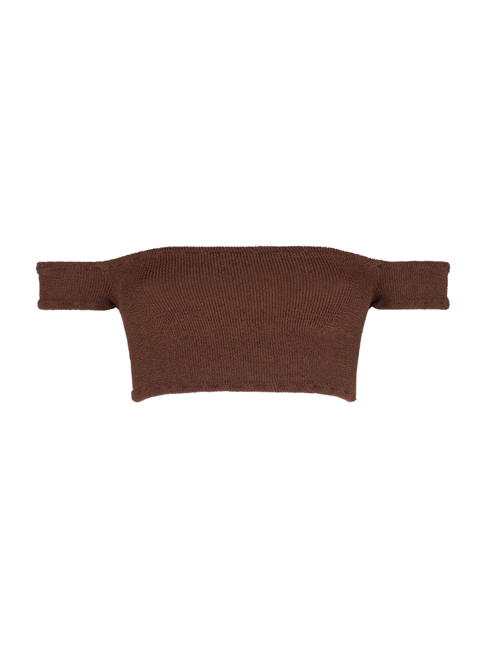 Brown Zena Crinkle Bikini Top