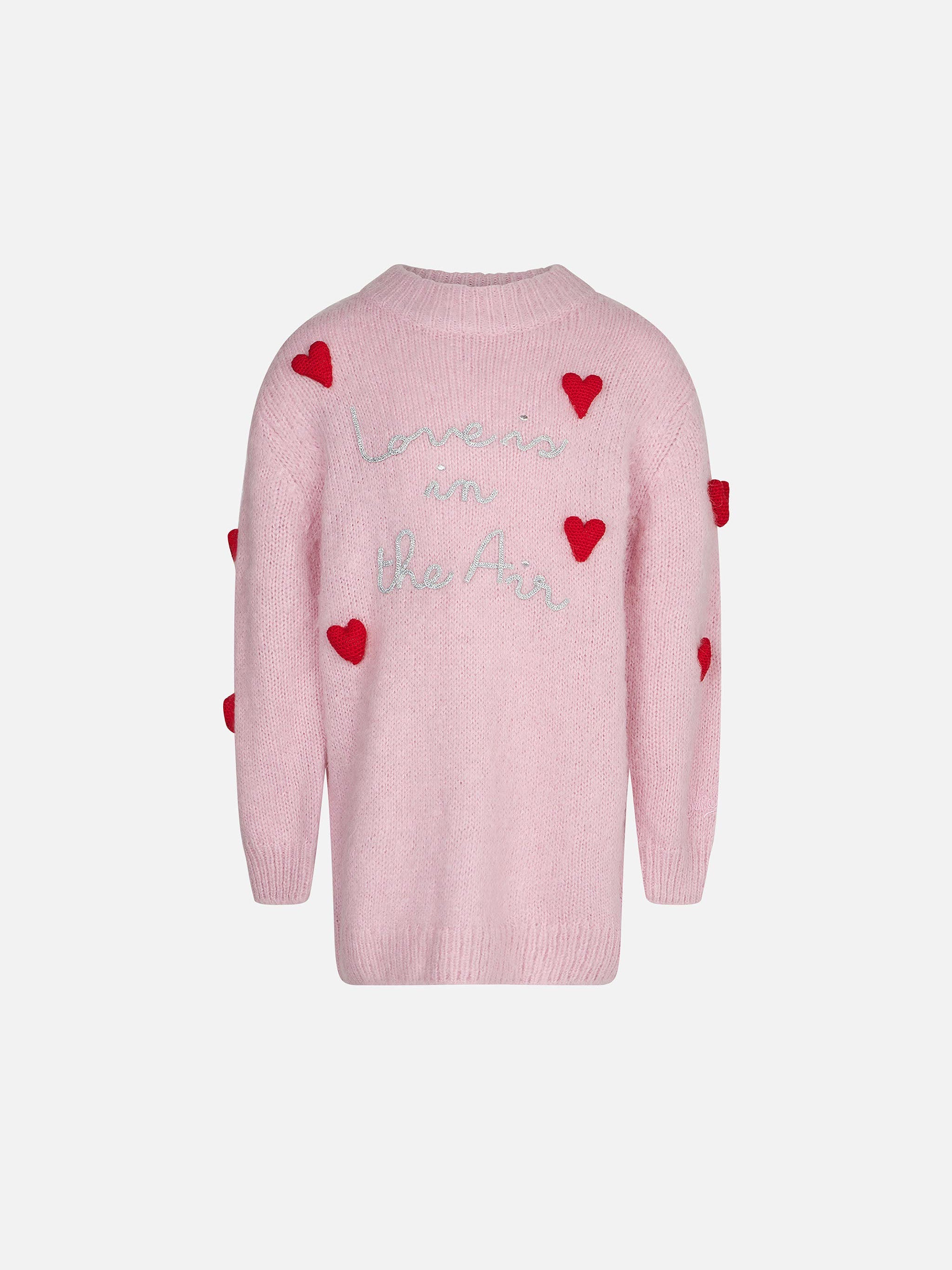 Girl Half-Turtleneck Knitted Dress Pink