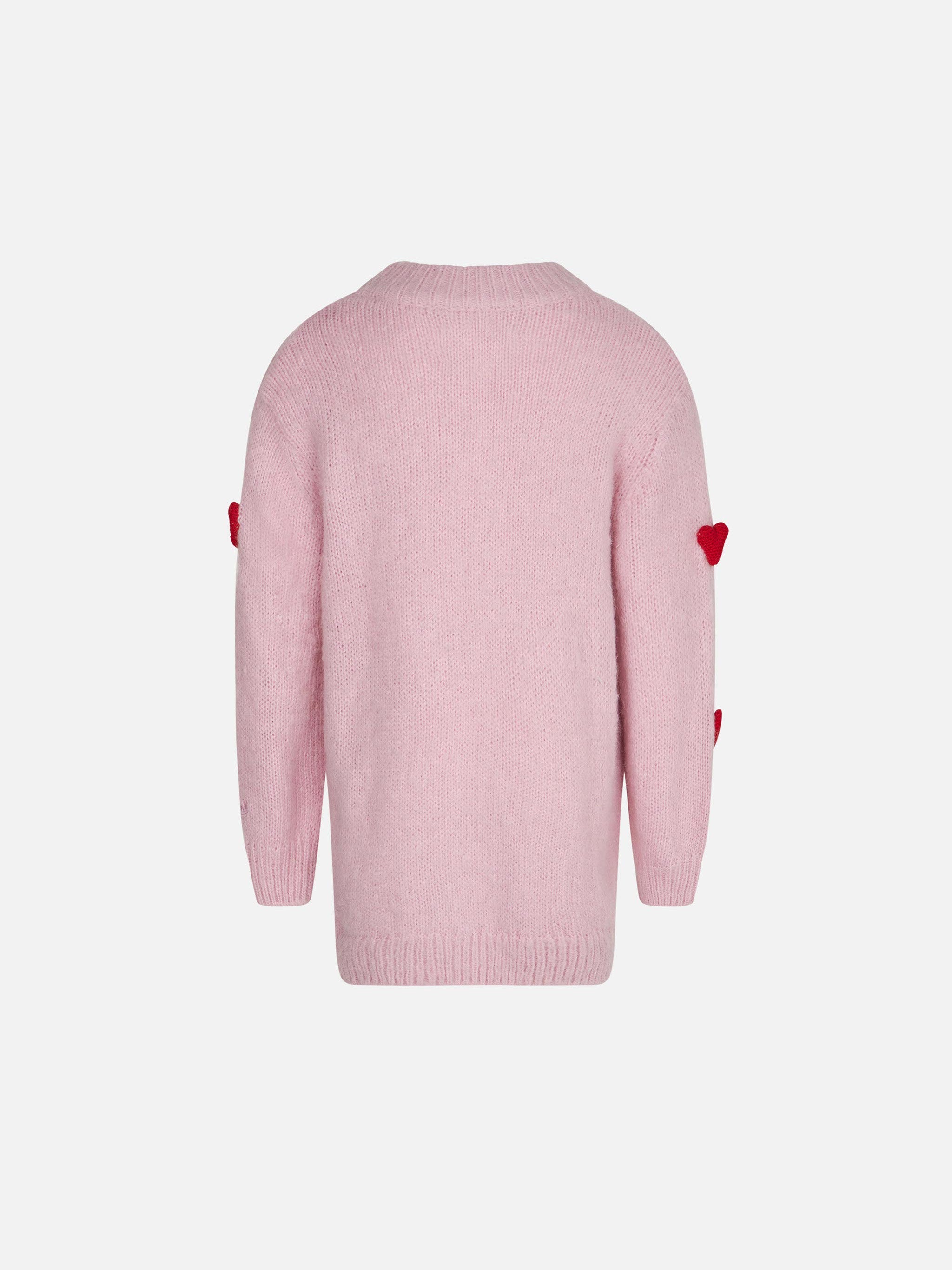 Girl Half-Turtleneck Knitted Dress Pink