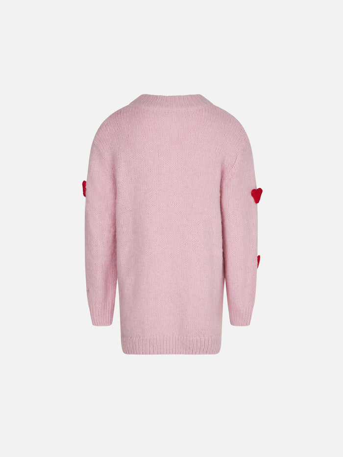 Girl Half-Turtleneck Knitted Dress Pink