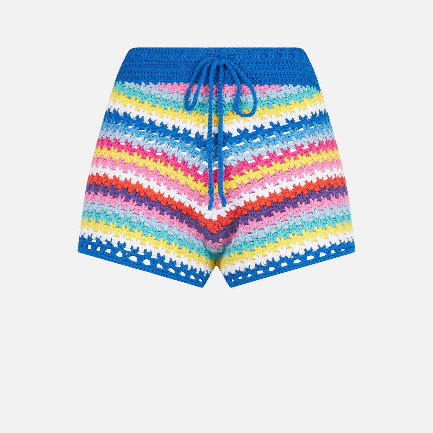 Multicolor Crochet Kalima Shorts On Bluette Background Pant