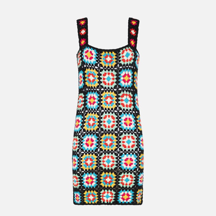 Jaisal Crochet Cotton Dress Black