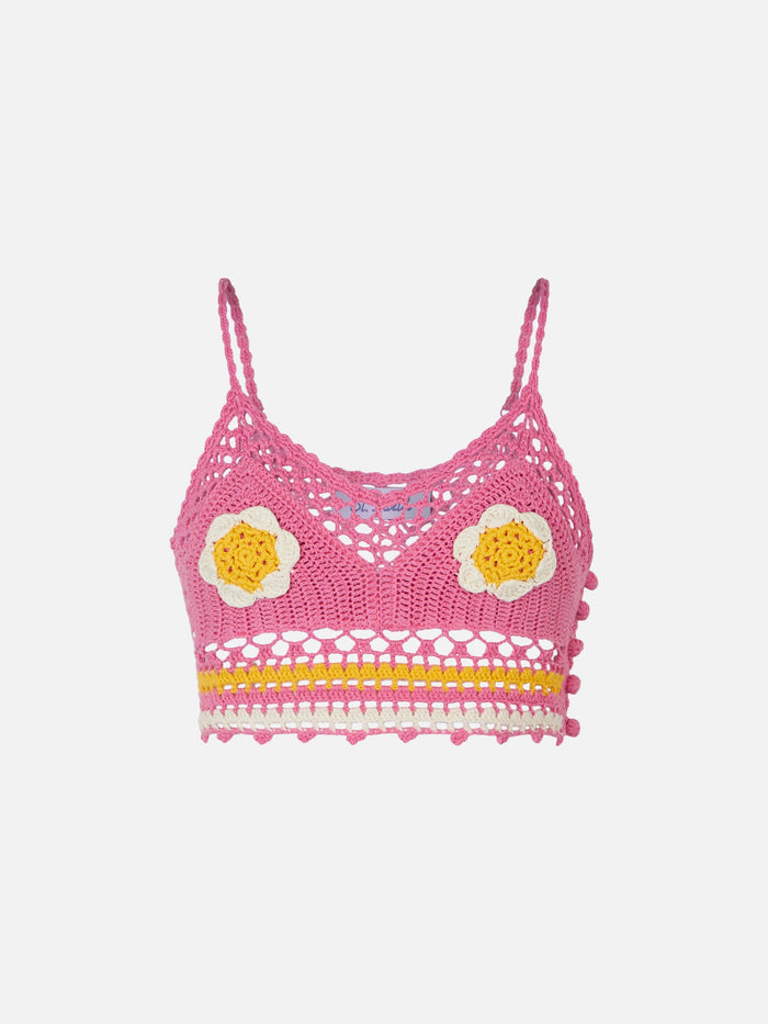 Daisy Crochet Top Pink Top_apparel