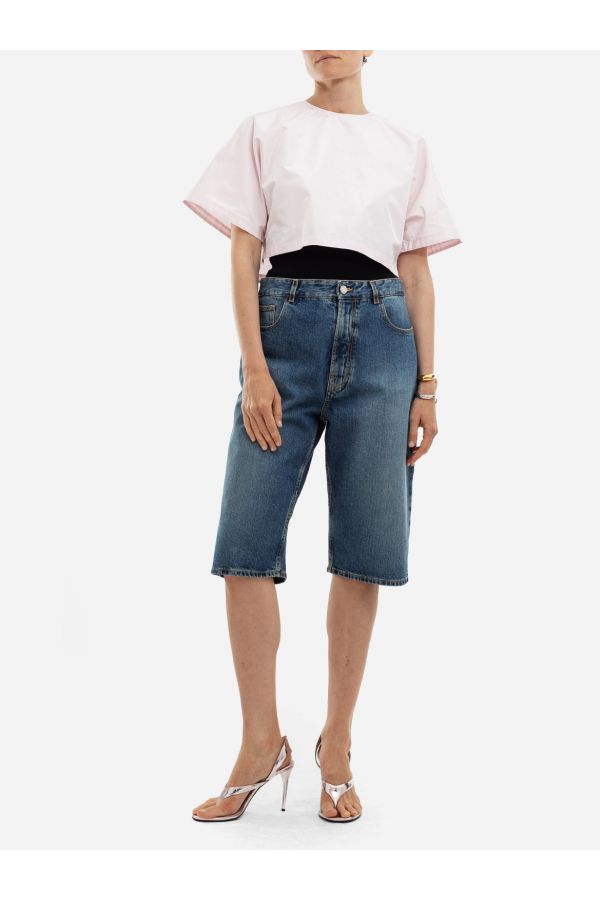 Maison AlaïA Cotton poplin crop t-shirt in pink