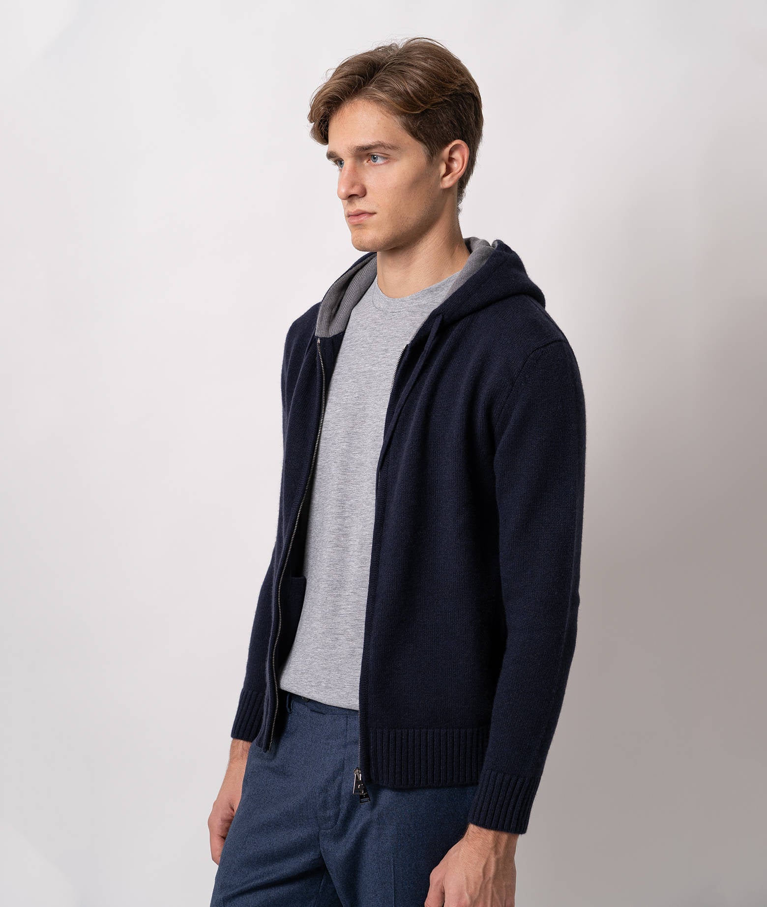Zippered Cashmere Sweatshirt Bruges Green Maglieria Dis/lav Pesante