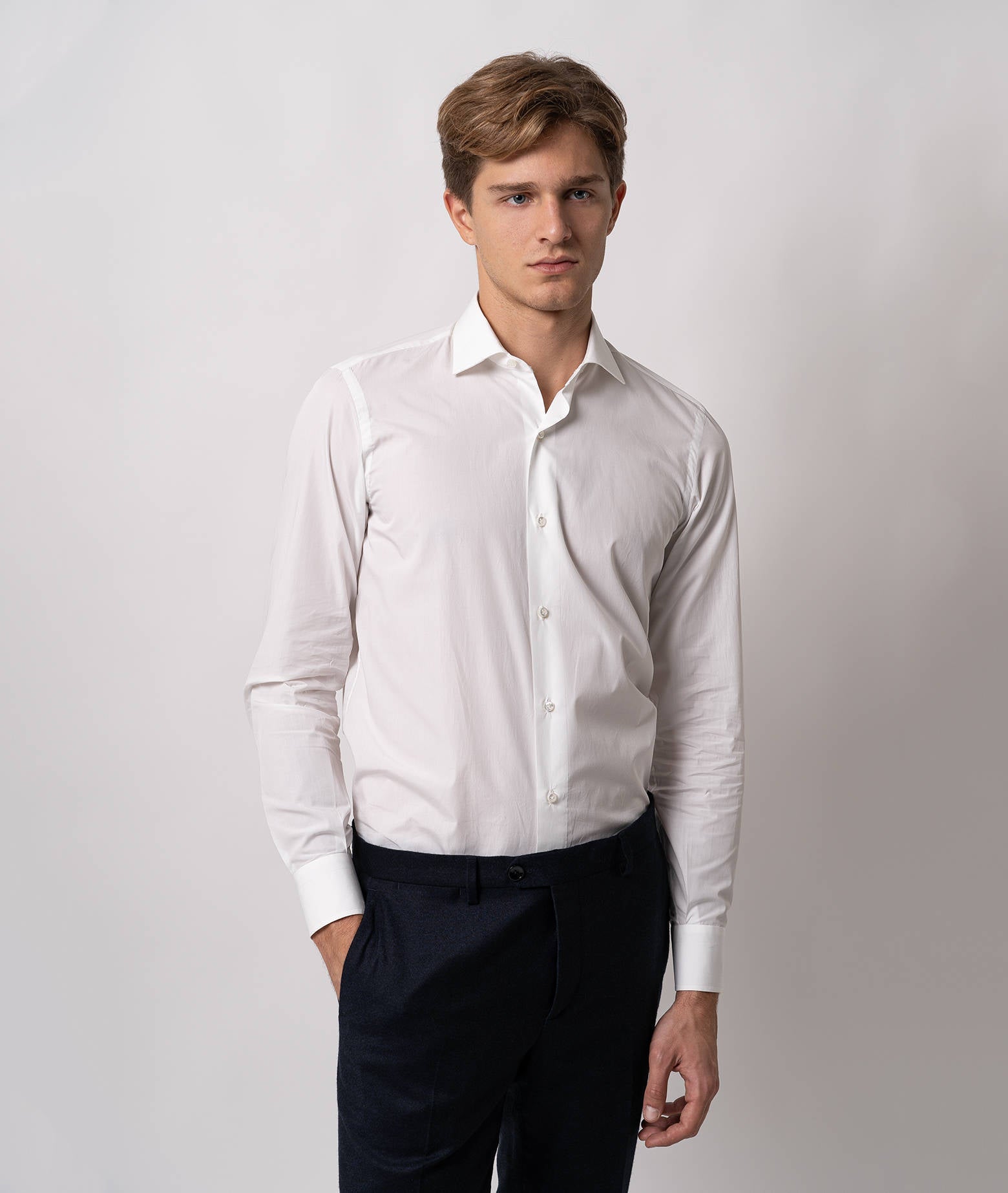 Tailored Cotton Shirt Mayfair Gray Hand Made