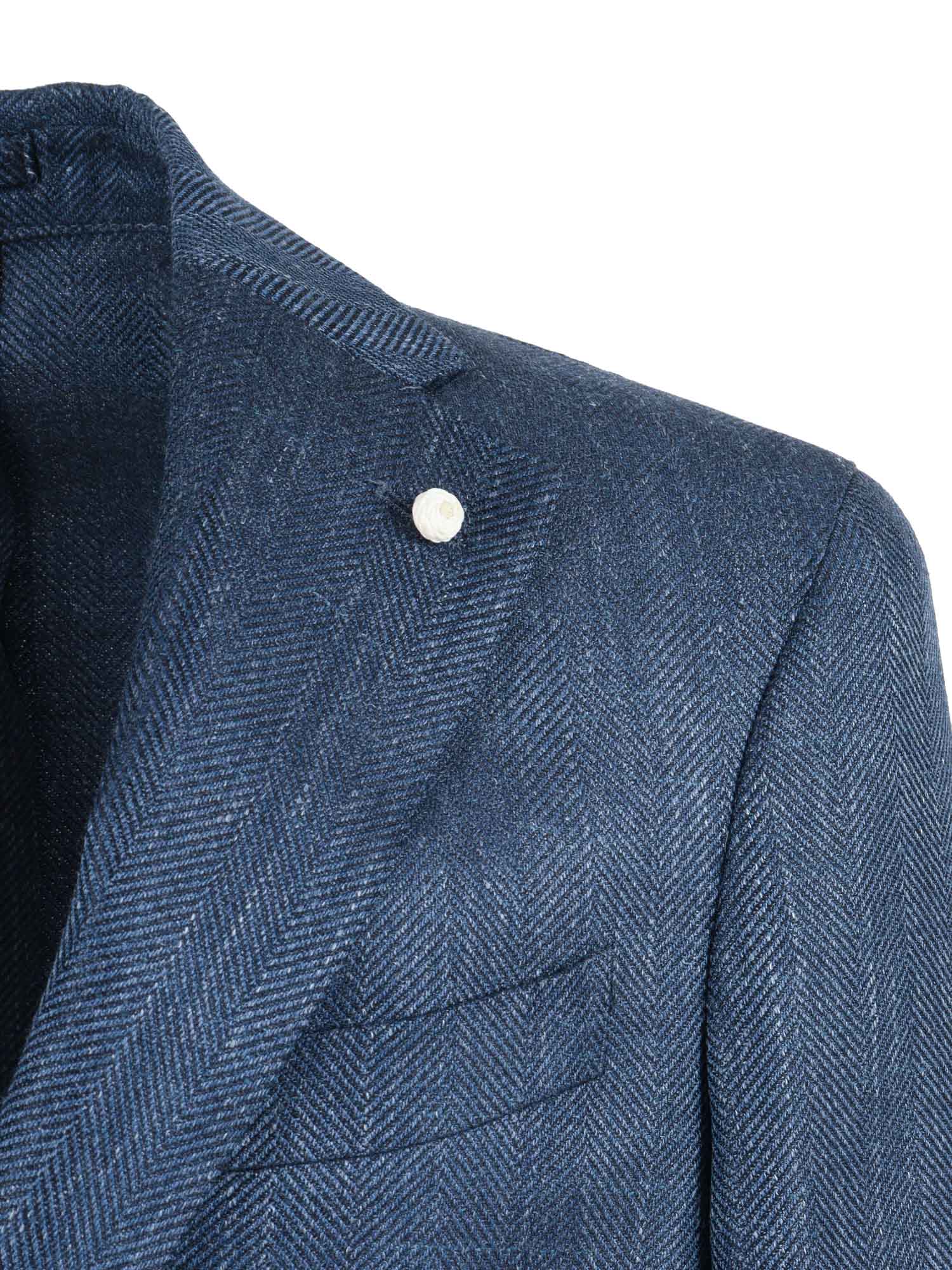 Jacket Blue Virgin Wool Silk Linen