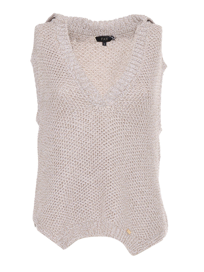 KNITTED VEST Beige Polyester Cotton