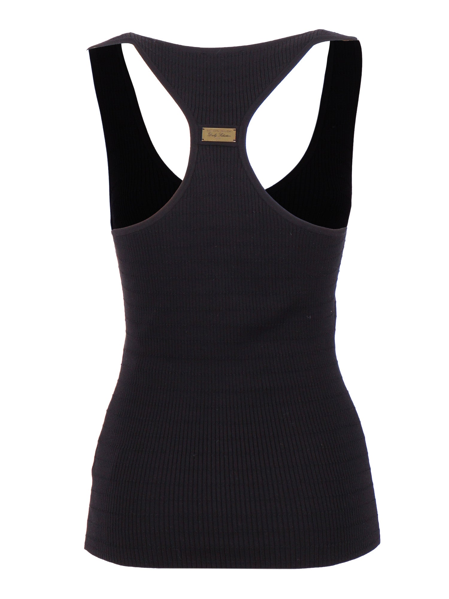 Womans Knitted Top Black Lyocell Polyamide Silk