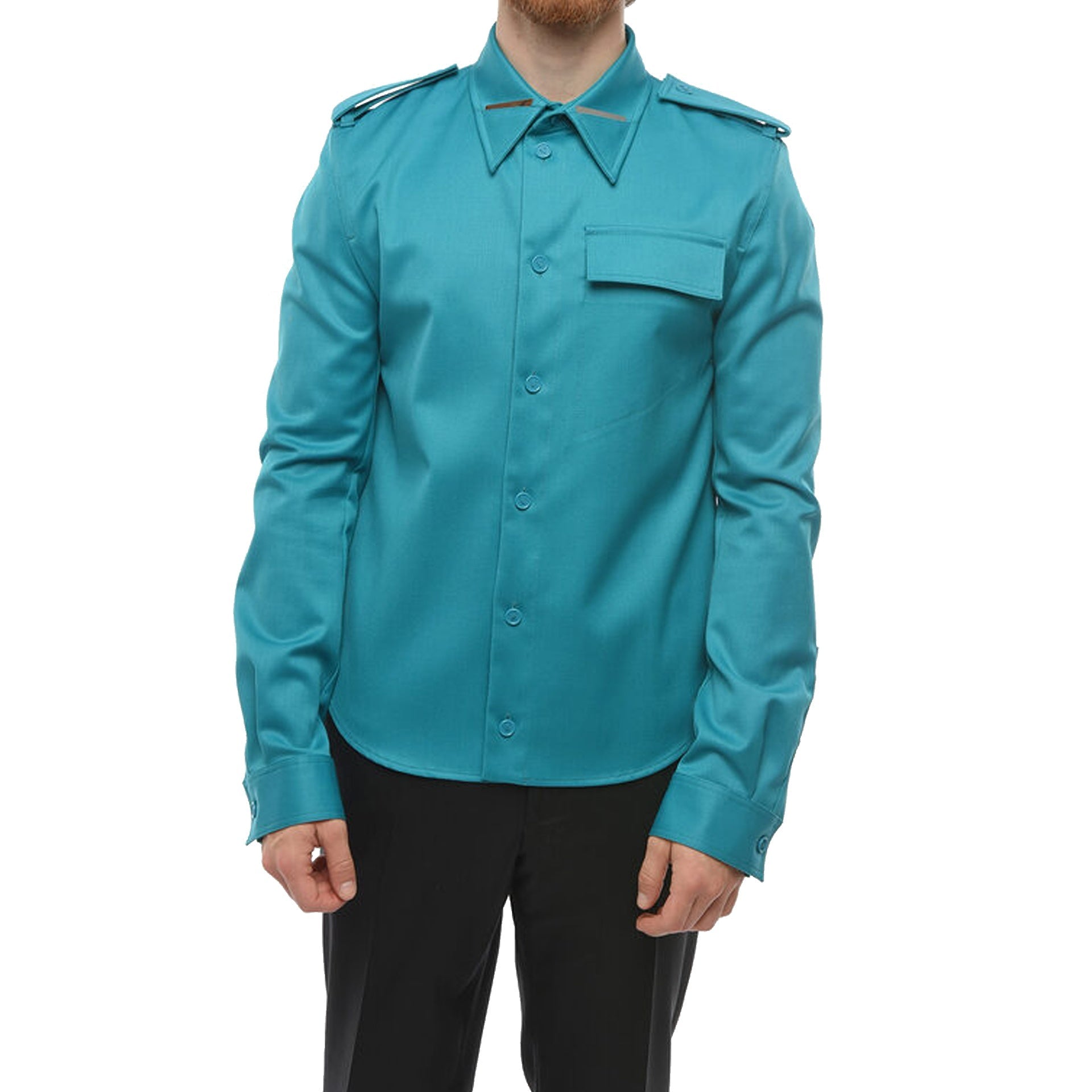 Grain De Poudre Wool Shirt Green Elastane