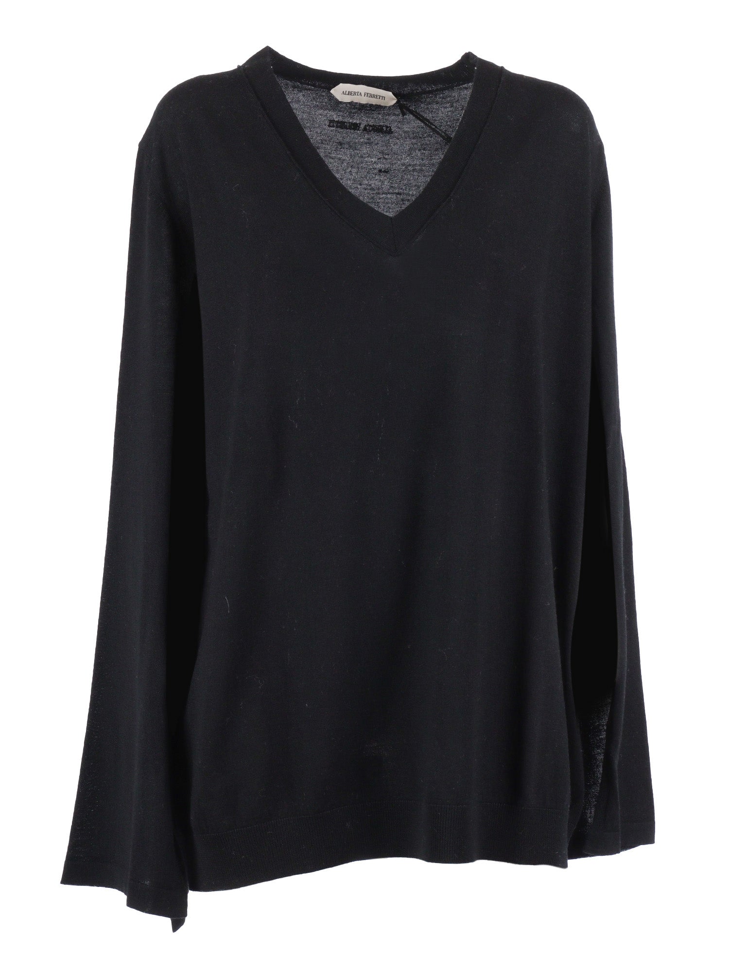 Sweater Black Virgin Wool Crewneck