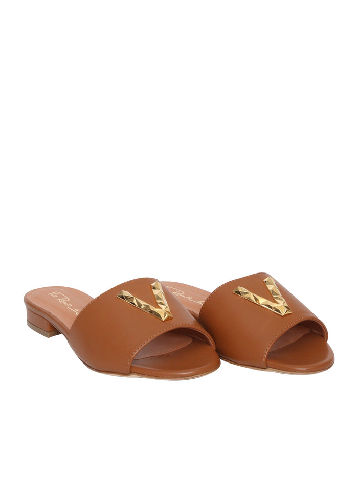 Brown leather slippers Sole Sandal