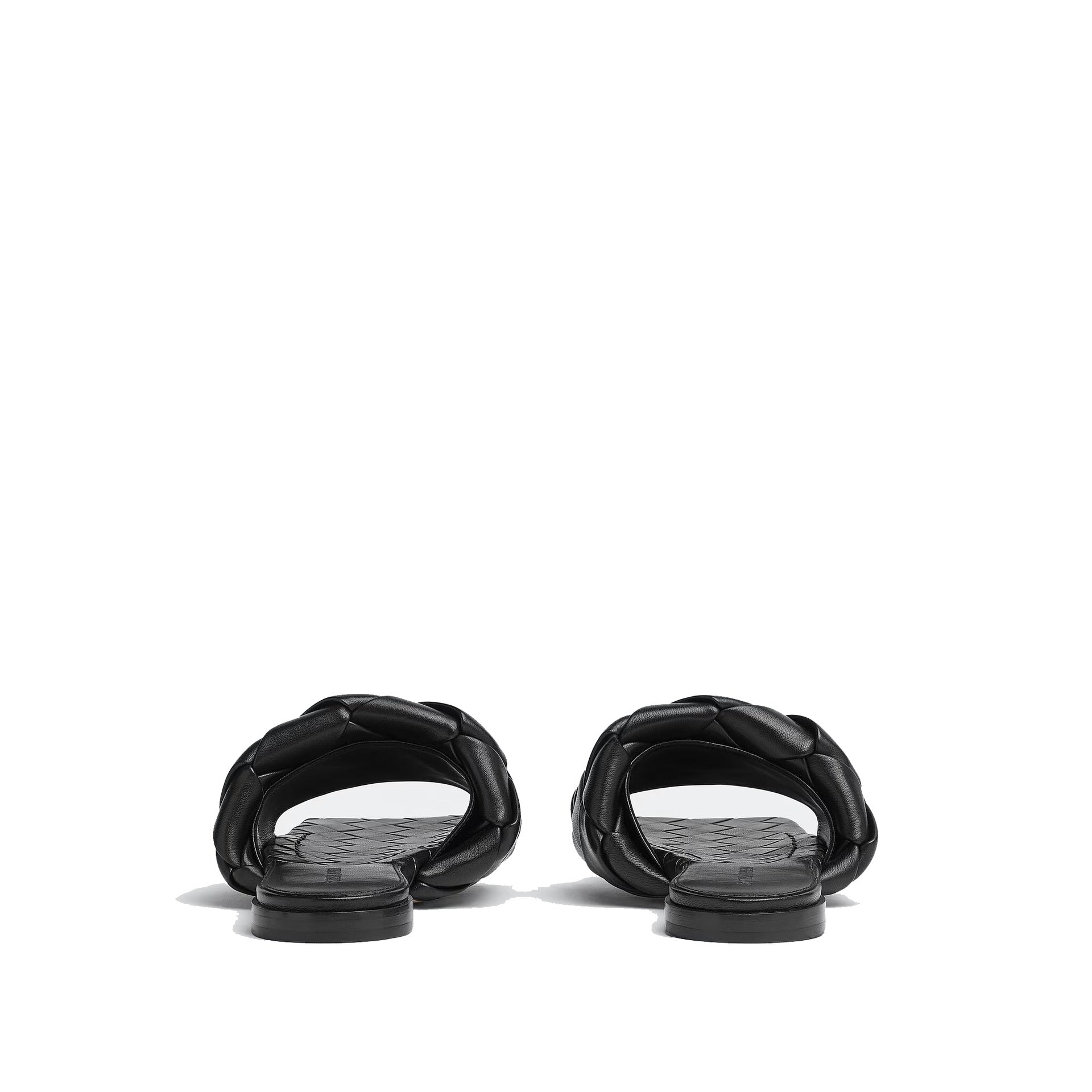 Bottega Veneta Intrecciato Leather Flat Sandals Black Lamb
