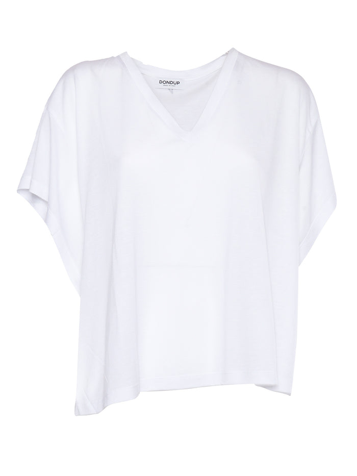 V NECK SWEATER White Modal Silk