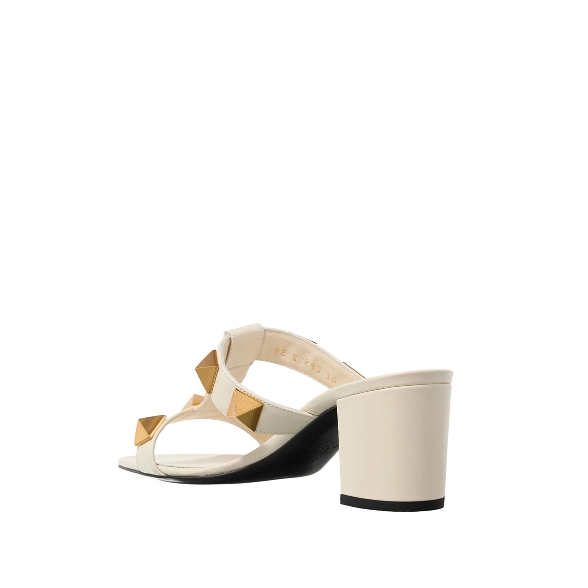 Garavani Roman Stud Leather Sandals White Calf